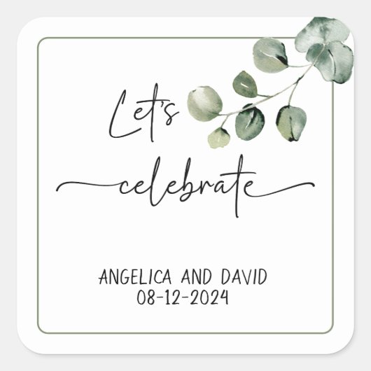 ユーカリの祝日付を決めモダンよう スクエアシール (正面)