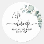 ユーカリの祝日付を決めモダンよう ラウンドシール (正面)