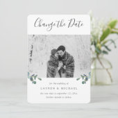 ユーカリの紋章 水彩写真 変更日付 案内状 (スタンド正面)