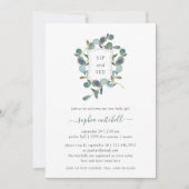 ユーカリの紋章 | 水彩 赤ちゃんのお披露目会 招待状 (正面)