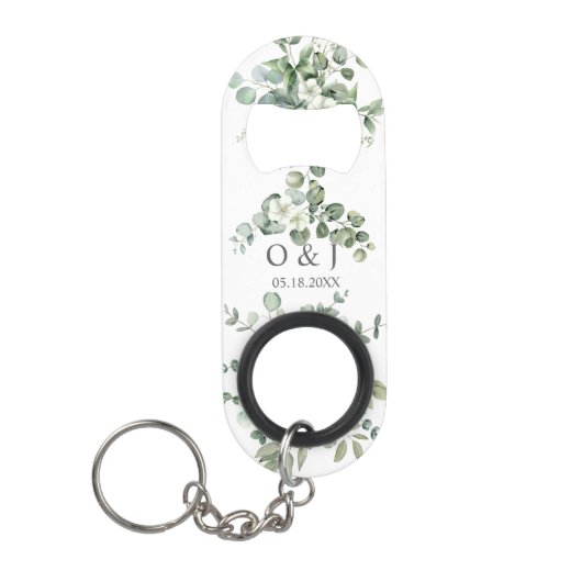 ユーカリの素朴水の色結婚緑 キーホルダー栓抜き (正面)