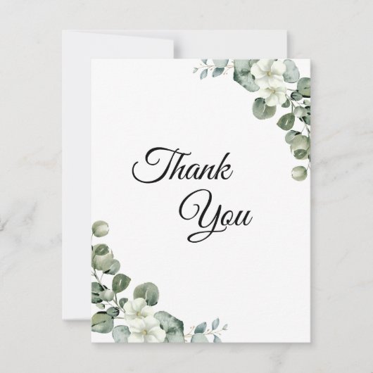 ユーカリの素朴水の色結婚緑 サンキューカード (正面)
