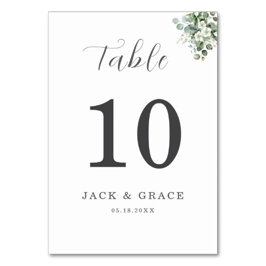 ユーカリの素朴水の色結婚緑 テーブルナンバー (正面)