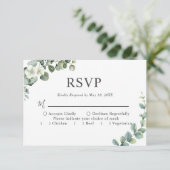 ユーカリの素朴水の色結婚緑 出欠カード (スタンド正面)