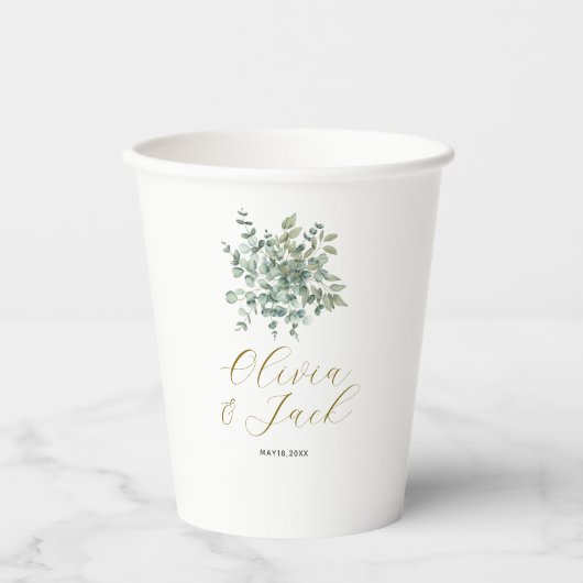 ユーカリの素朴水の色結婚緑 紙コップ (正面)