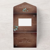 ユーカリの素朴葉は木の結婚光 オールインワン招待状 (外側)