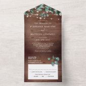 ユーカリの素朴葉は木の結婚光 オールインワン招待状 (内側)