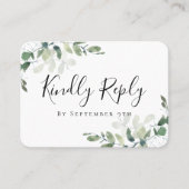 ユーカリの結婚ウェブサイトQRコードRSVPカード コーリングカード (正面)