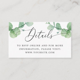 ユーカリの結婚式の挿入カード | 緑の装飾 + QR エンクロージャーカード