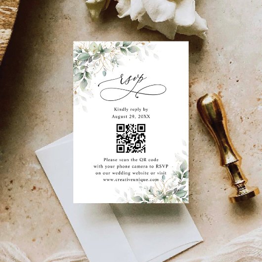 ユーカリの結婚式ウェブサイトQRコード出欠確認カード 出欠カード