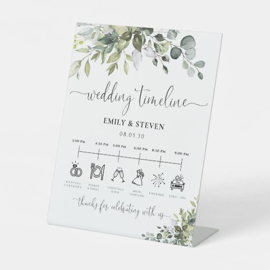 ユーカリの結婚式タイムラインサイン 台座サイン (正面)