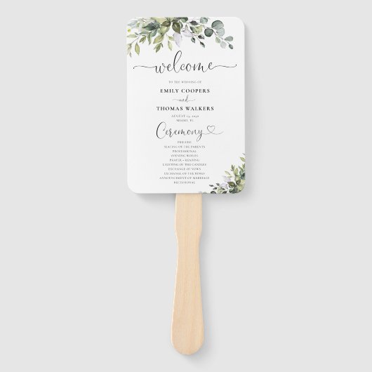 ユーカリの結婚式プログラムハンドファン ハンドファン (正面)