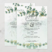 ユーカリの結婚式招待状 モダンなグリーン ゴールド 招待状 (正面/裏面)