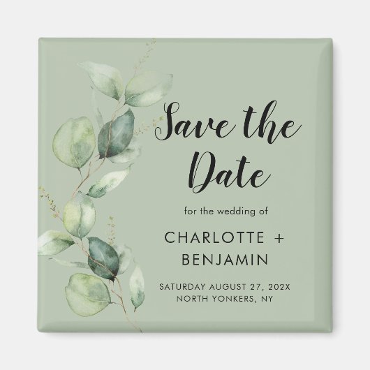 ユーカリの結婚式Save the Date マグネット (正面)