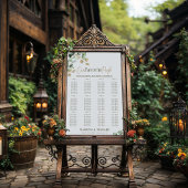 ユーカリの緑と金ゴールド結婚のシーティングチャート ポスター