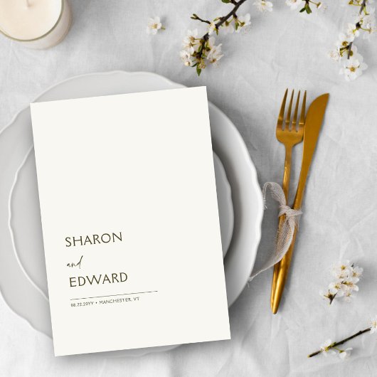 ユーカリの緑と金ゴールド結婚のテーブルメニューカード メニュー