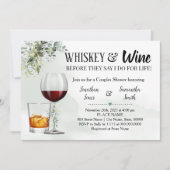 ユーカリの緑のウイスキー&ワインカップルのシャワー 招待状 (正面)
