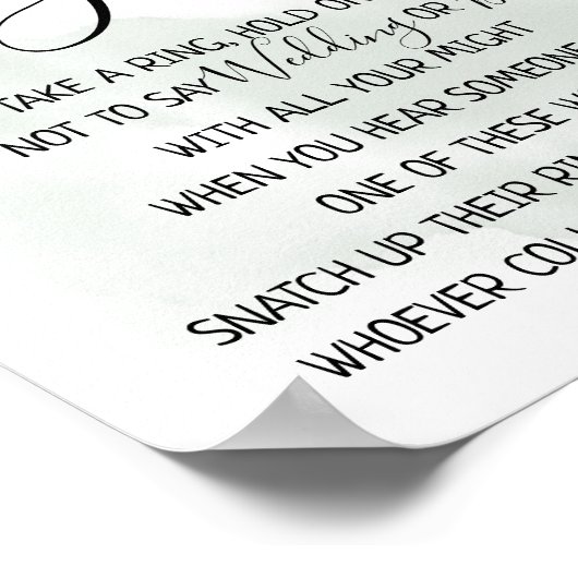 ユーカリの緑のゲームのサインにリングや輪を置く ポスター (角)