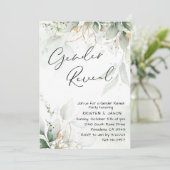 ユーカリの緑のジェンダーが明らかにするパーティー 招待状 (スタンド正面)