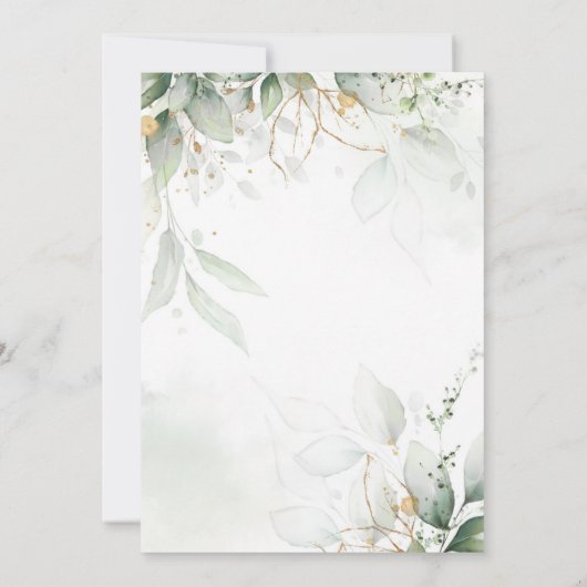 ユーカリの緑のジェンダーが明らかにするパーティー 招待状 (裏面)