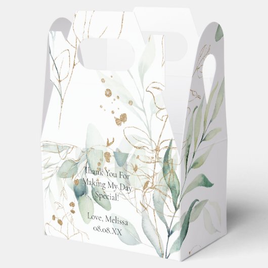 ユーカリの緑のパーソナライズされた好意ボックス フェイバーボックス (オープン)