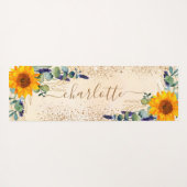 ユーカリの緑のヒマワリのグリッターの塵 ヨガマット (裏面(横))