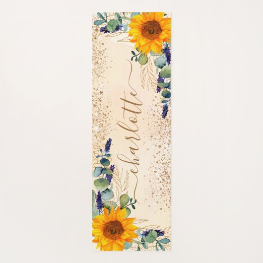 ユーカリの緑のヒマワリのグリッターの塵 ヨガマット (裏面)