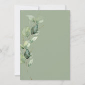 ユーカリの緑のモダン葉結婚の 招待状 (裏面)