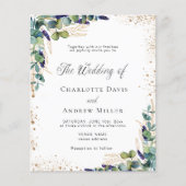 ユーカリの緑の予算結婚式招待状 (正面)