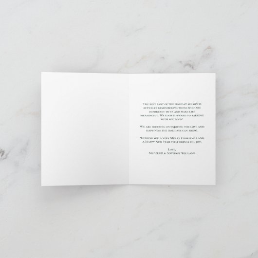 ユーカリの緑の写真アーチクリスマス シーズンカード (内部)