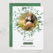 ユーカリの緑の写真妊娠発表 案内状 (正面/裏面)