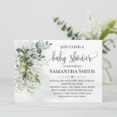 ユーカリの緑の塵の水の色の赤ちゃんシャワー 招待状 (スタンド正面)