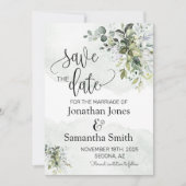 ユーカリの緑の塵の水色を保存する 招待状 (正面)