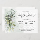 ユーカリの緑の多肉性カップルのシャワー 招待状 (正面/裏面)