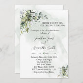 ユーカリの緑の多肉性カップルのシャワー 招待状 (正面/裏面)