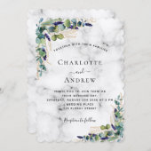 ユーカリの緑の大理石のラグジュアリー結婚ズ 招待状 (正面/裏面)