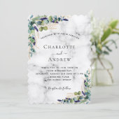 ユーカリの緑の大理石のラグジュアリー結婚ズ 招待状 (スタンド正面)