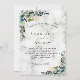ユーカリの緑の大理石のラグジュアリー結婚ズ 招待状