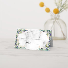 ユーカリの緑の大理石の名結婚前 プレイスカード