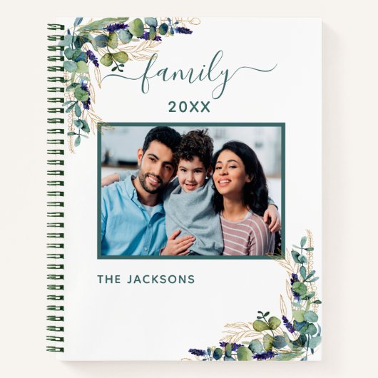 ユーカリの緑の家族の写真名 ノートブック (正面)