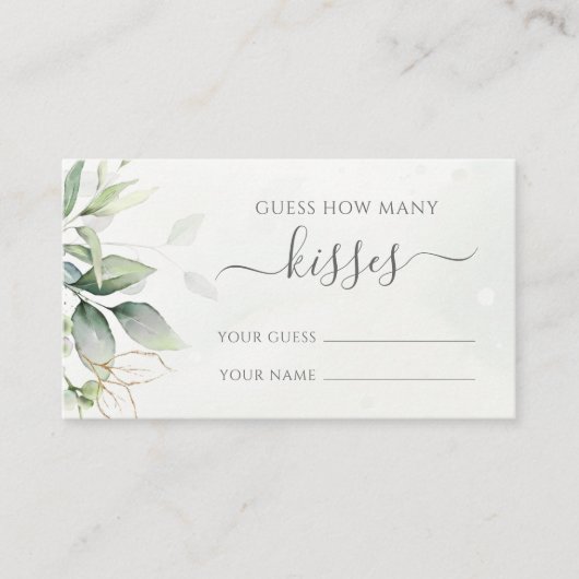 ユーカリの緑の推測どのように多くのキスゲーム エンクロージャーカード (正面)