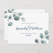 ユーカリの緑の日付青の水色を保存 案内ポストカード (正面/裏面)