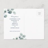 ユーカリの緑の日付青の水色を保存 案内ポストカード (裏面)