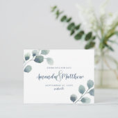 ユーカリの緑の日付青の水色を保存 案内ポストカード (スタンド正面)