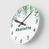 ユーカリの緑の森林名 ラウンド壁時計 (傾斜)