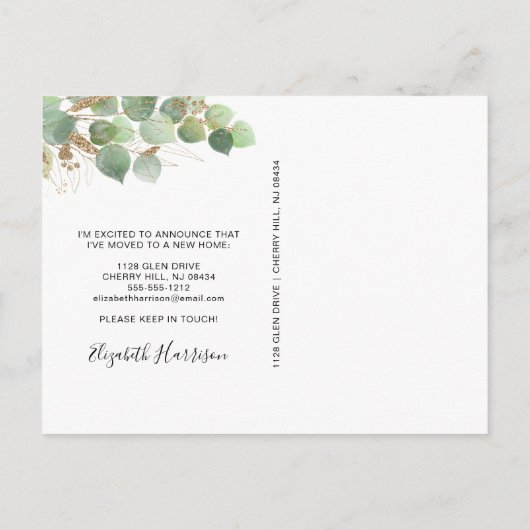 ユーカリの緑の水の色を移動した 案内ポストカード (裏面)