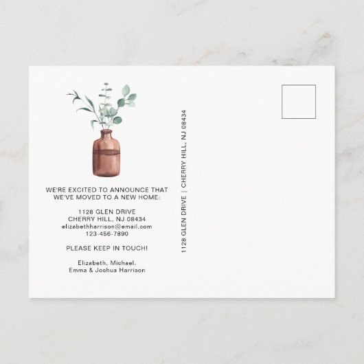 ユーカリの緑の水色を動かした 案内ポストカード (裏面)