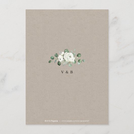 ユーカリの緑の白いフローラの結婚素朴 エンクロージャーカード (裏面)