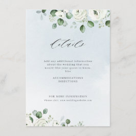 ユーカリの緑の白いフローラの結婚素朴 エンクロージャーカード