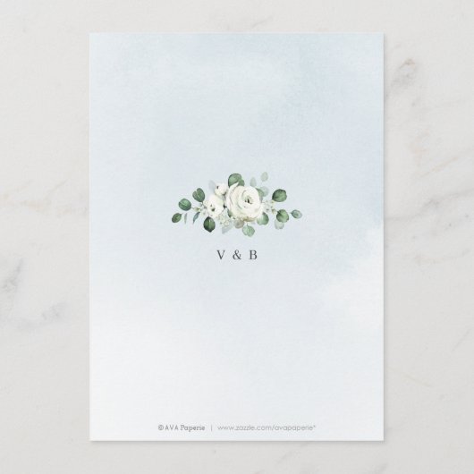 ユーカリの緑の白いフローラの結婚素朴 エンクロージャーカード (裏面)